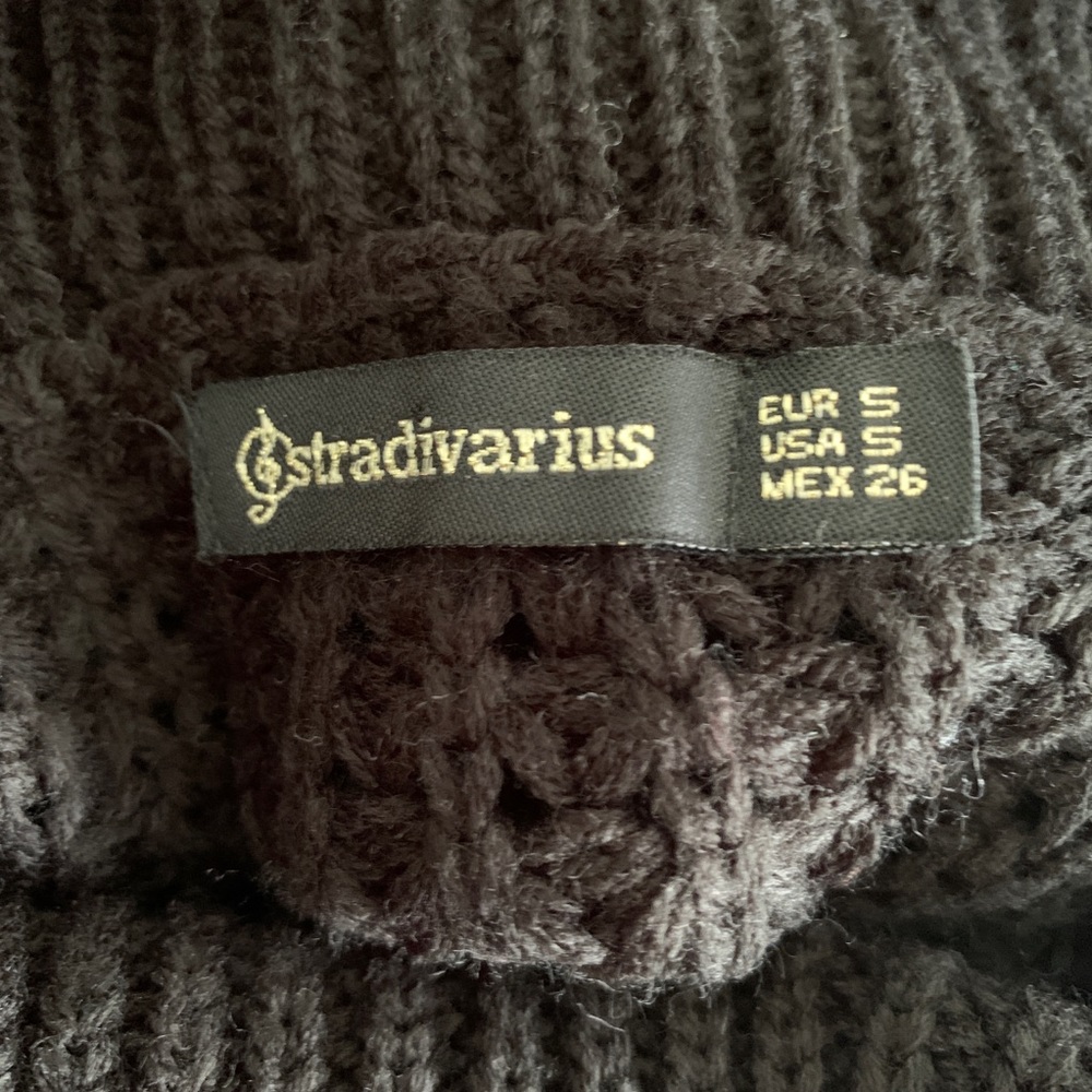 Stradivarius Black Open Knit Turtleneck Sweater S - Picture 10 of 12